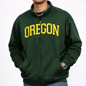 Oregon Ducks Full Zip Jacket Campus Drive Large Green NCAA Size L College Sports